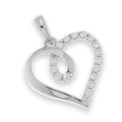 Sterling Silver Cubic Zirconia Heart Pendant