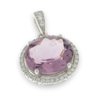 Sterling Silver Cubic Zirconia And Purple Pendant