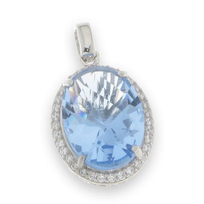 Sterling Silver Cubic Zirconia And Blue Pendant