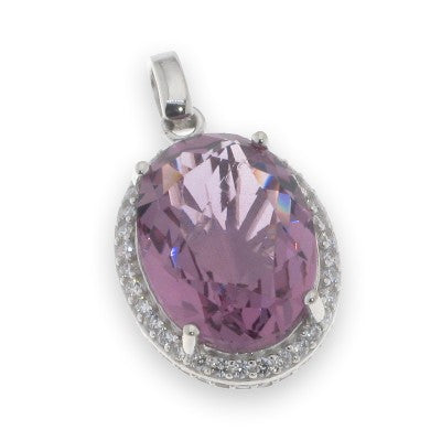 Sterling Silver Cubic Zirconia And Purple Pendant