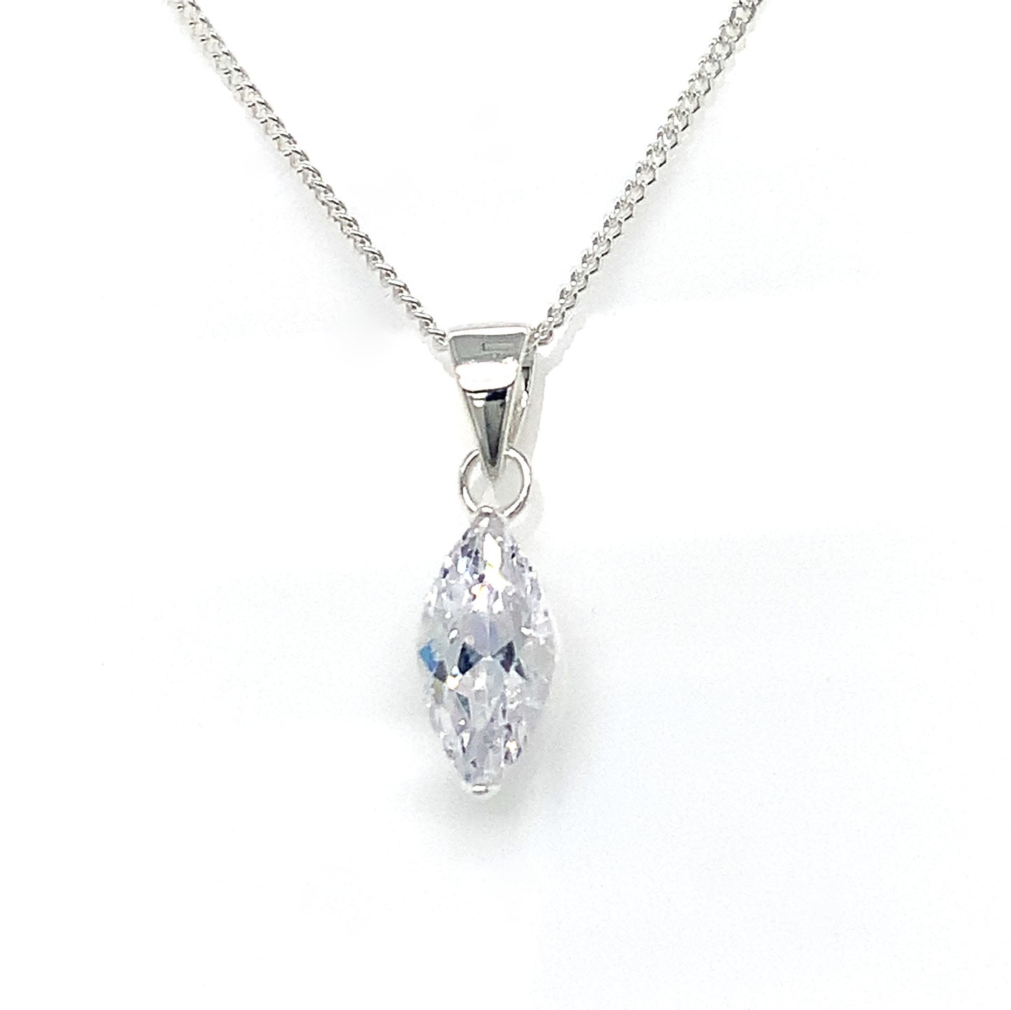 Sterling Silver Marquise Cubic Zirconia Pendant