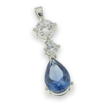 Sterling Silver Cubic Zirconia And Blue Pendant
