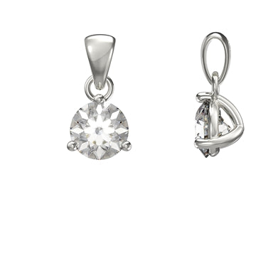 Sterling Silver Cubic Zirconia 3 Claw Pendant