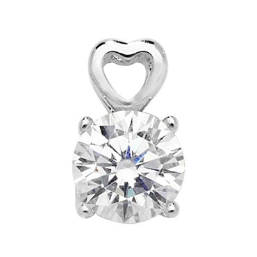 Sterling Silver Cubic Zirconia Wth Heart Bale Pendant
