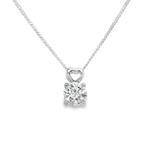 Sterling Silver Cubic Zirconia Wth Heart Bale Pendant