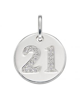 Sterling Silver Cubic Zirconia 21 Disc Pendant