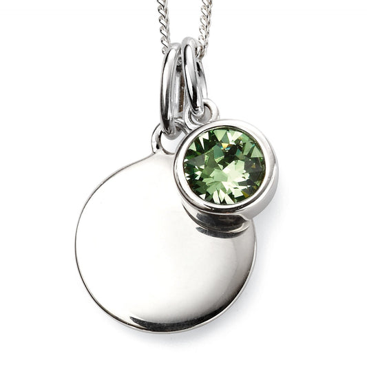 Sterling Silver Disc Peridot August Birthstone Charm Pendant