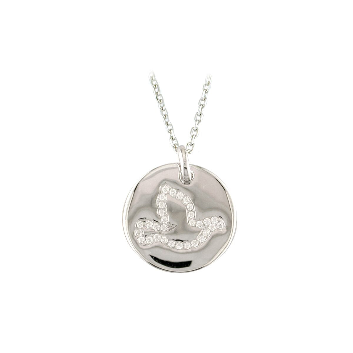 Sterling Silver Cubic Zirconia Dove Disc