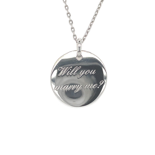 Sterling Silver 'Will You Marry Me?' Pendant