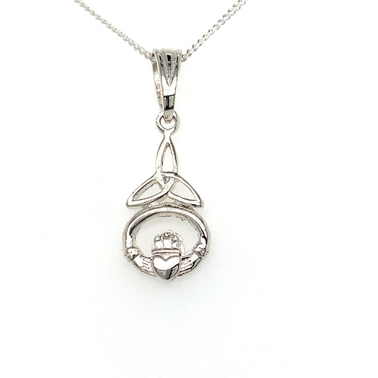Sterling Silver Claddagh And Trinity Knot Pendant