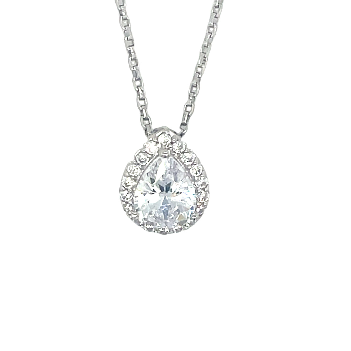 Sterling Silver Pear Shape Cubic Zirconia Pendant