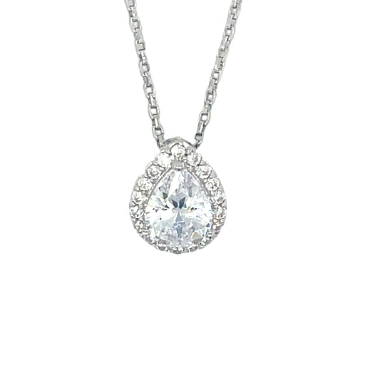 Sterling Silver Pear Shape Cubic Zirconia Pendant