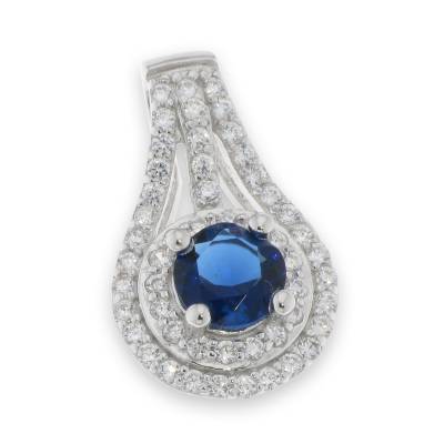 Sterling Silver Cubic Zirconia And Blue Pendant