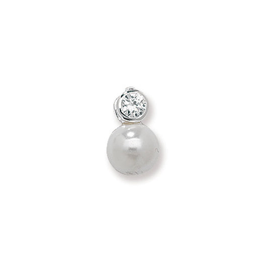 Sterling Silver Pearl And Cubic Zirconia Pendant