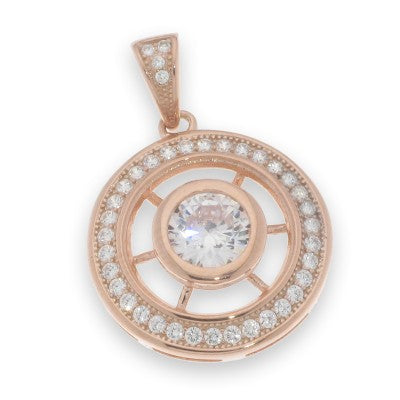Sterling Silver Cubic Zirconia Pendant In Rose