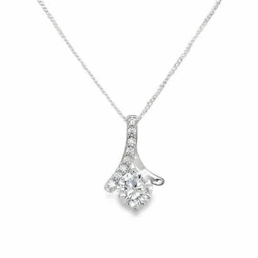 Sterling Silver Cubic Zirconia Solitaire Crossover Pendant
