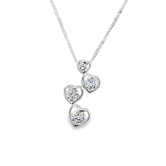 Sterling Silver Pendant With Cubic Zirconia 4 Heart Drop