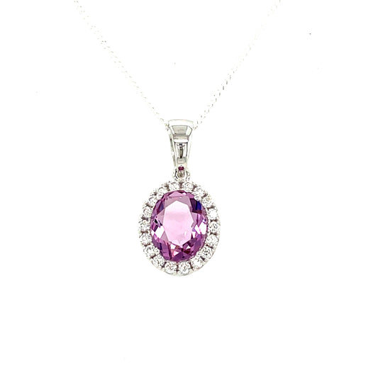 Sterling Silver Cubic Zirconia And Purple Pendant