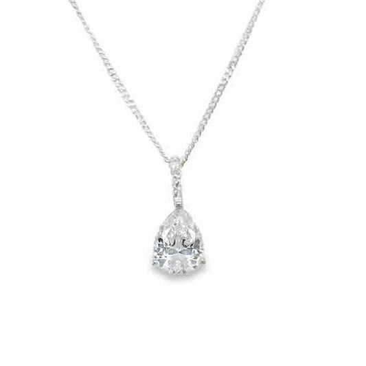 Sterling Silver Cubic Zirconia Pear Pendant