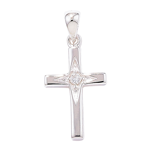 Sterling Silver Cubic Zirconia Centre Cross Pendant