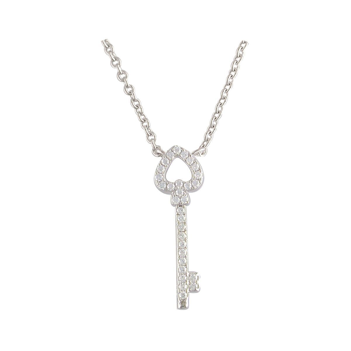 Sterling Silver Cubic Zirconia Key Pendant
