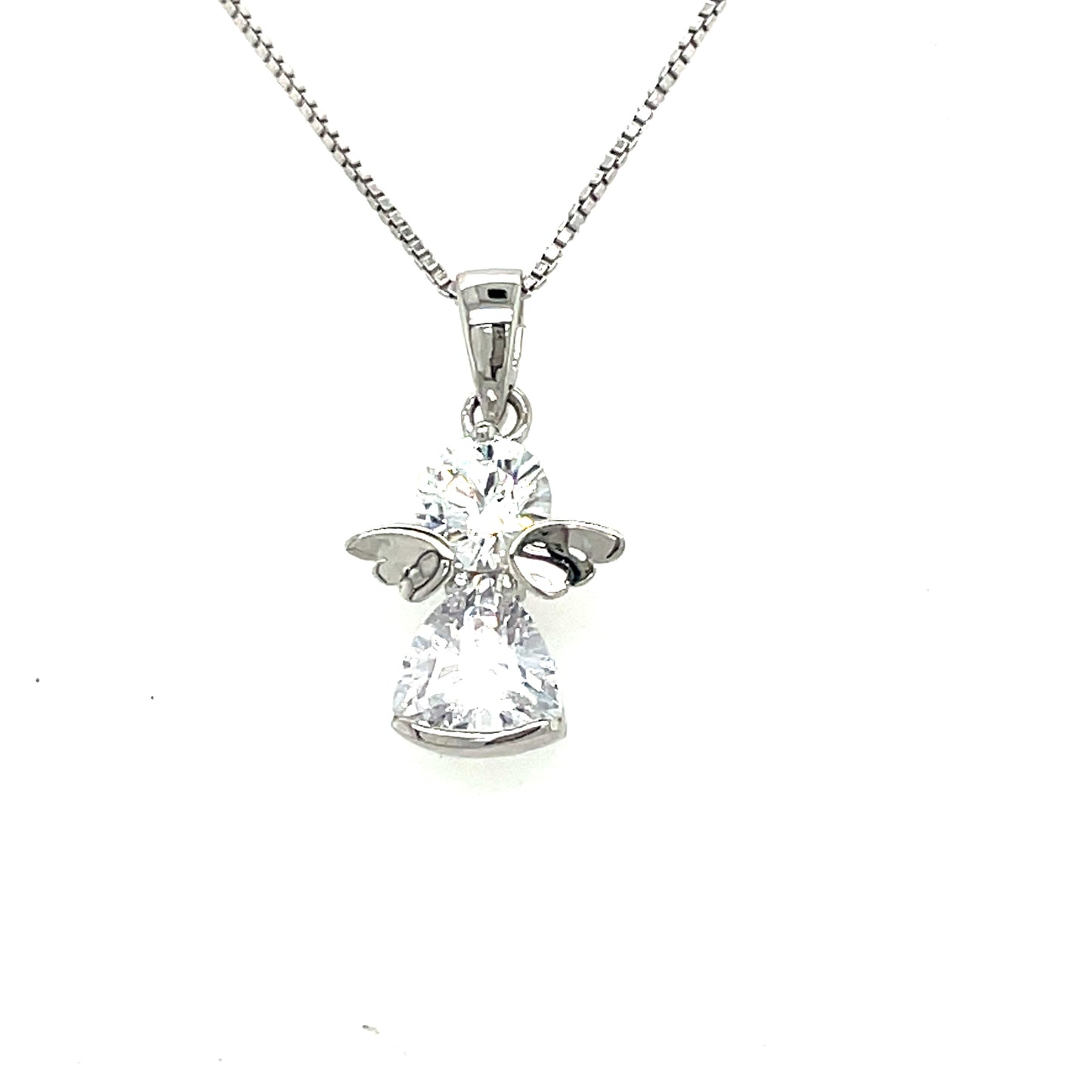 Sterling Silver Cubic Zirconia Angel Pendant