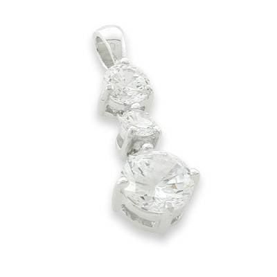 Sterling Silver Three Stone Drop Pendant