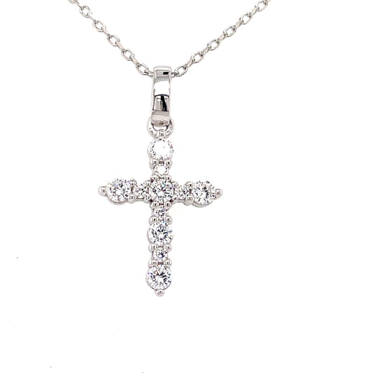 Sterling Silver Cubic Zirconia Cross Pendant