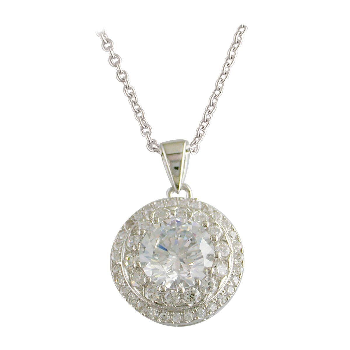 Sterling Silver Cubic Zirconia Circle Pendant