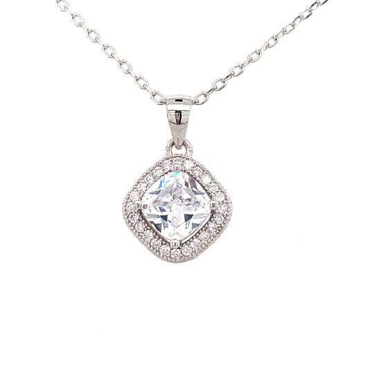 Sterling Silver Cubic Zirconia Diamond Cut Pendant