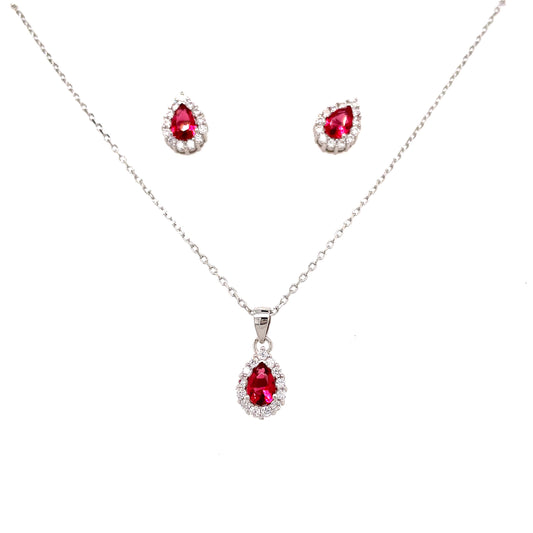 Sterling Silver Cubic Zirconia Pendant And Earring Set