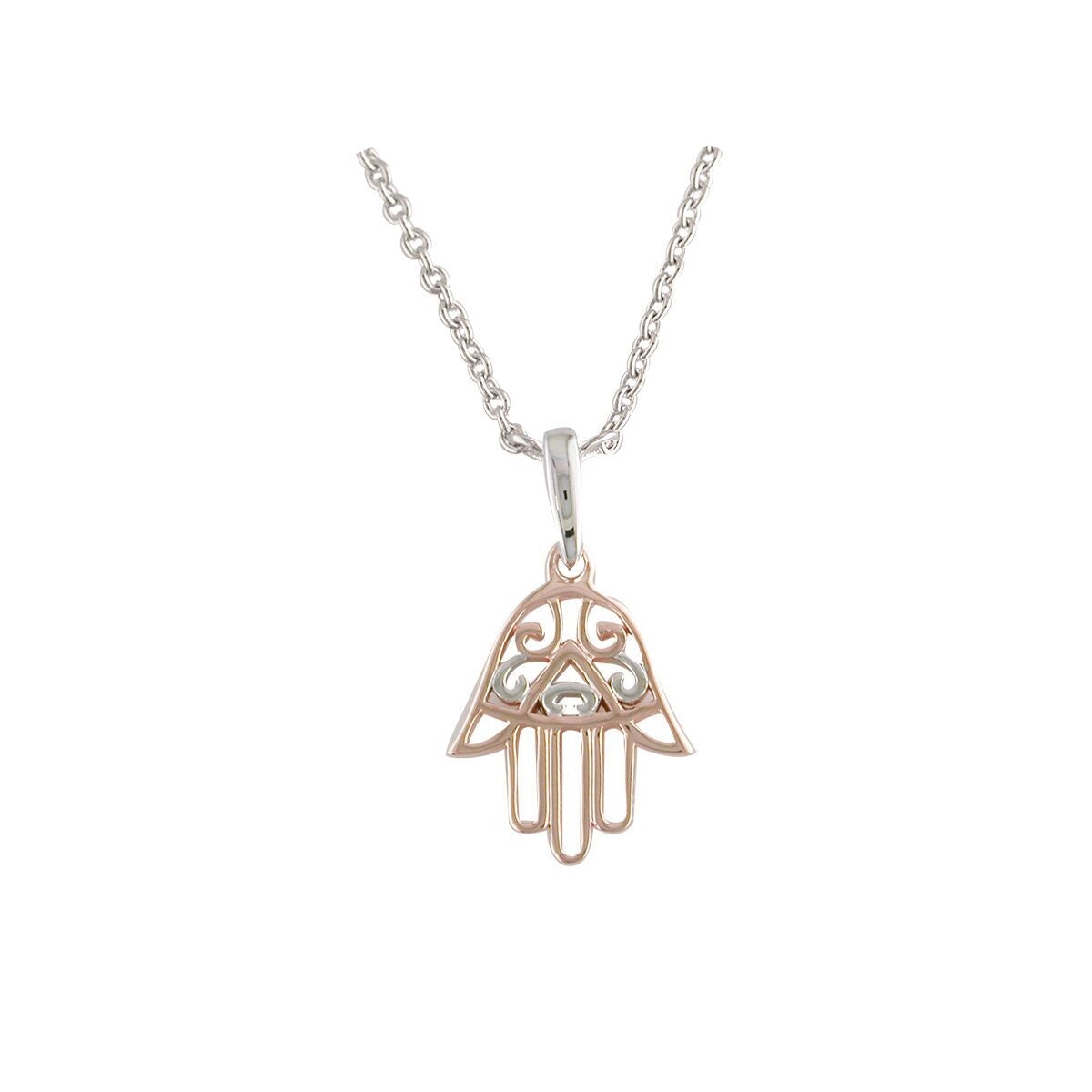 Sterling Silver Two Tone Hand Of Fatima Pendant