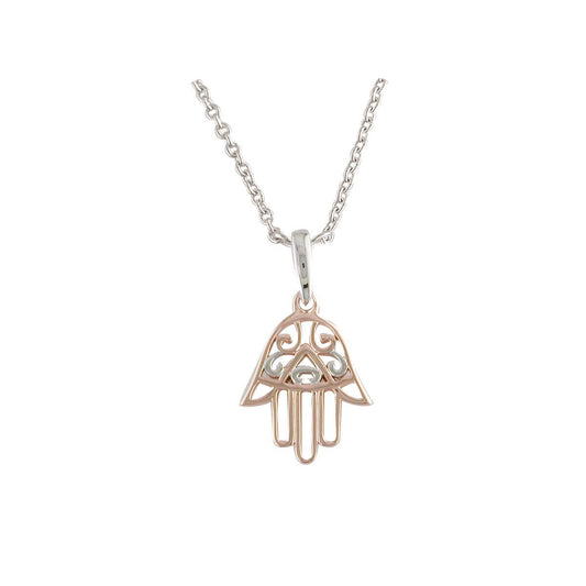 Sterling Silver Two Tone Hand Of Fatima Pendant