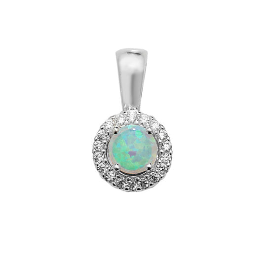 Sterling Silver Opal And Cubic Zirconia Pendant