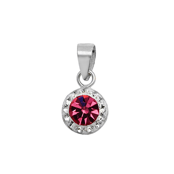 Sterling Silver Pink And Cubic Zirconia Pendant