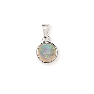 Sterling Silver Opal Round Pendant