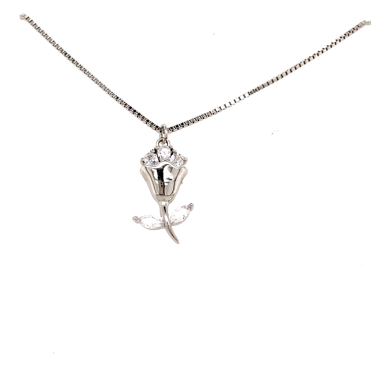 Sterling Silver Cubic Zirconia Tulip Pendant