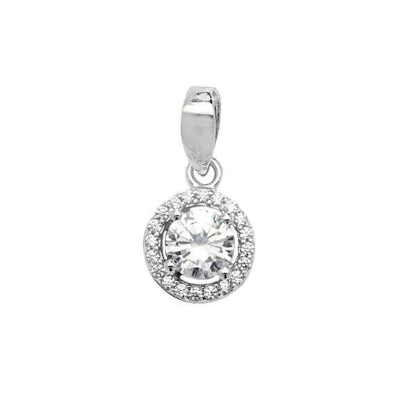 Sterling Silver Round Cubic Zirconia Pendant