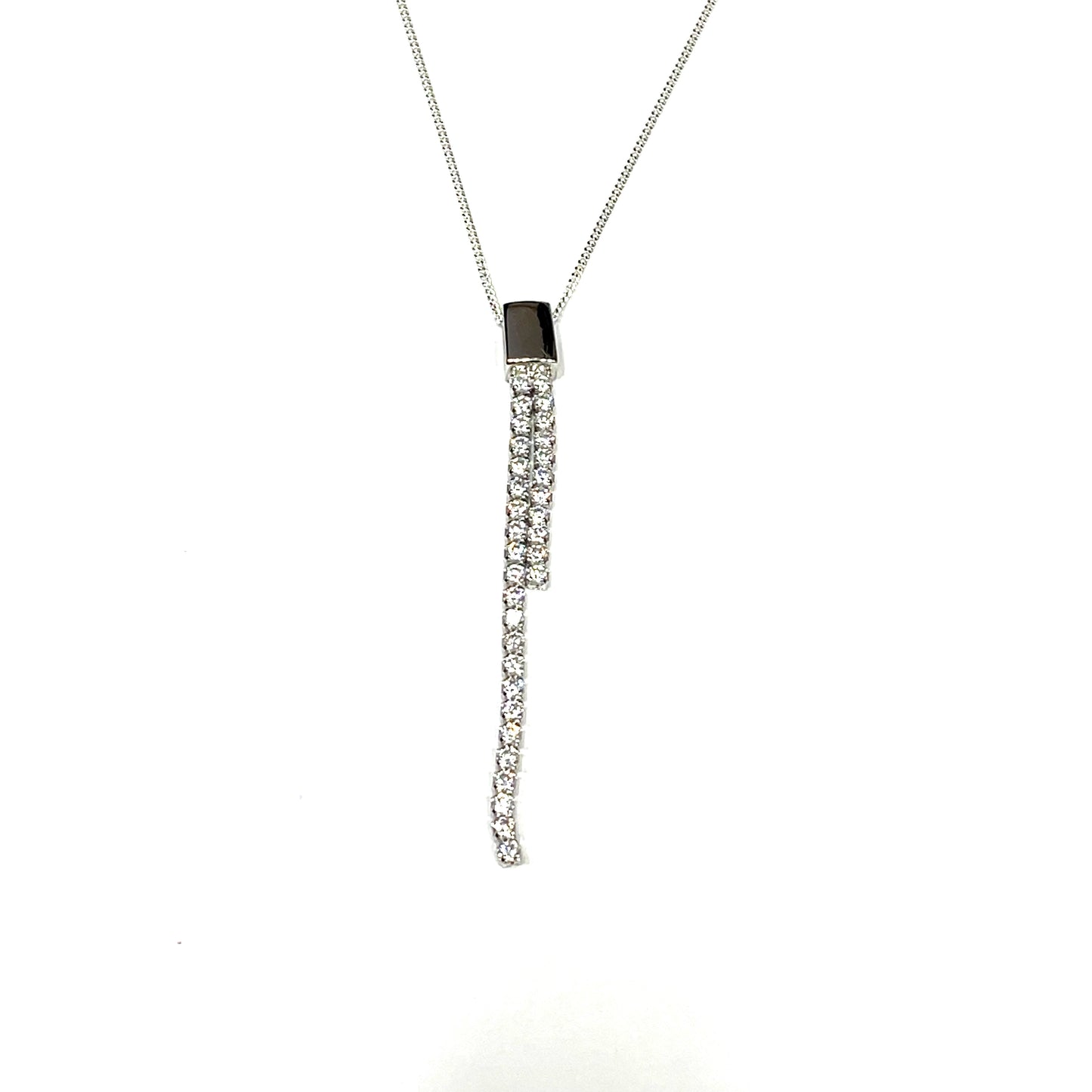 Sterling Silver Cubic Zirconia Long Drop Pendant