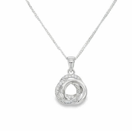 Sterling Silver Cubic Zirconia Trinity Knot Pendant