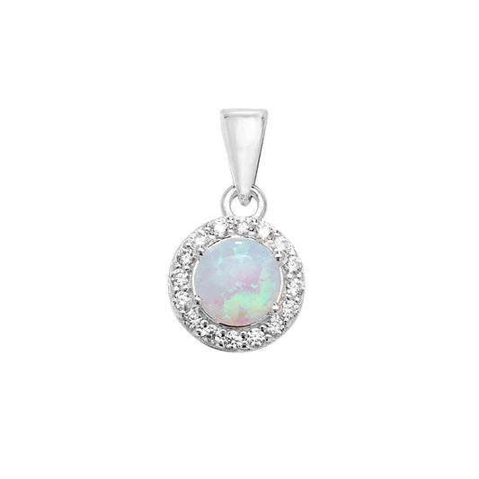 Sterling Silver Opal And Cubic Zirconia Pendant
