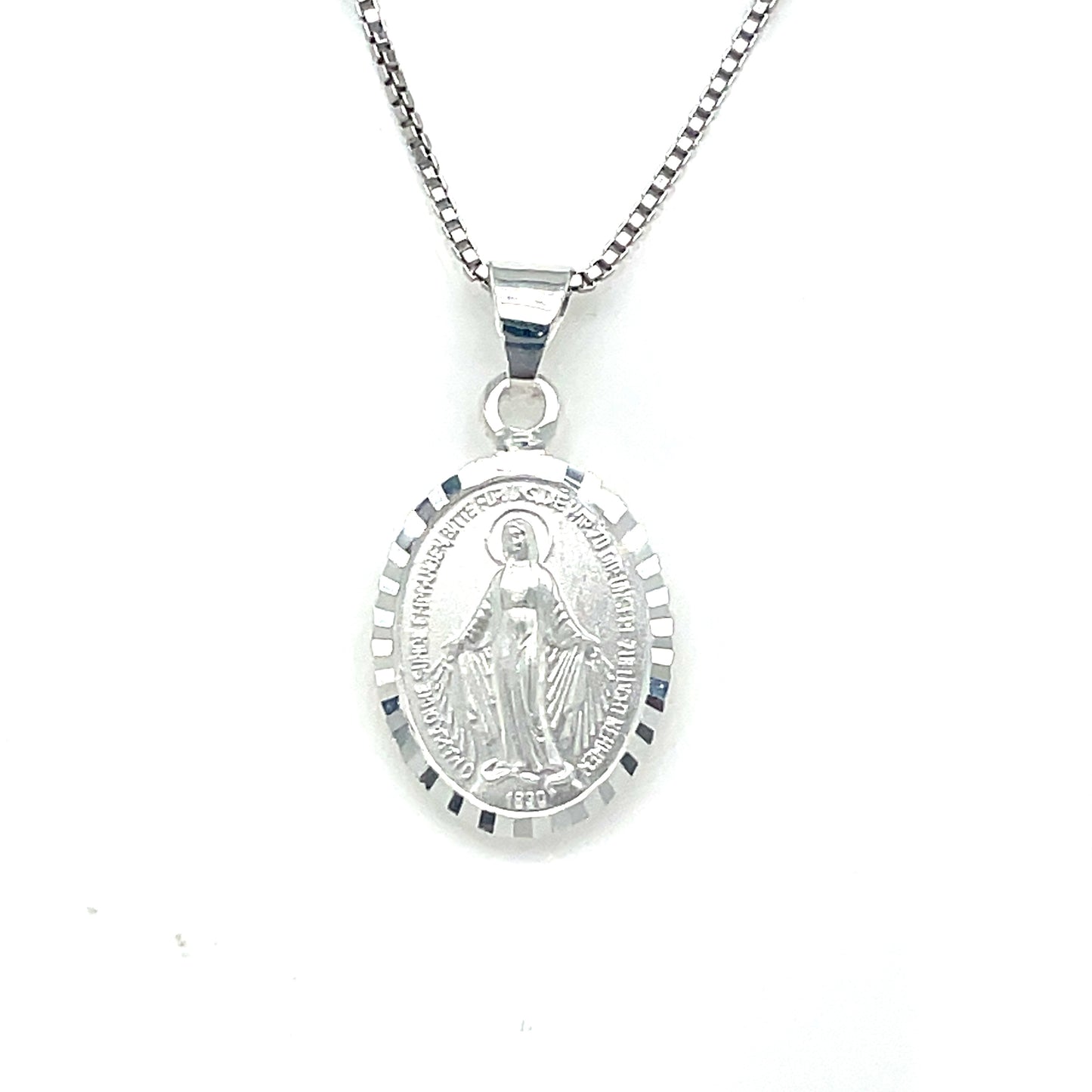 Sterling Silver Small Oval Miraculous Medal Pendant