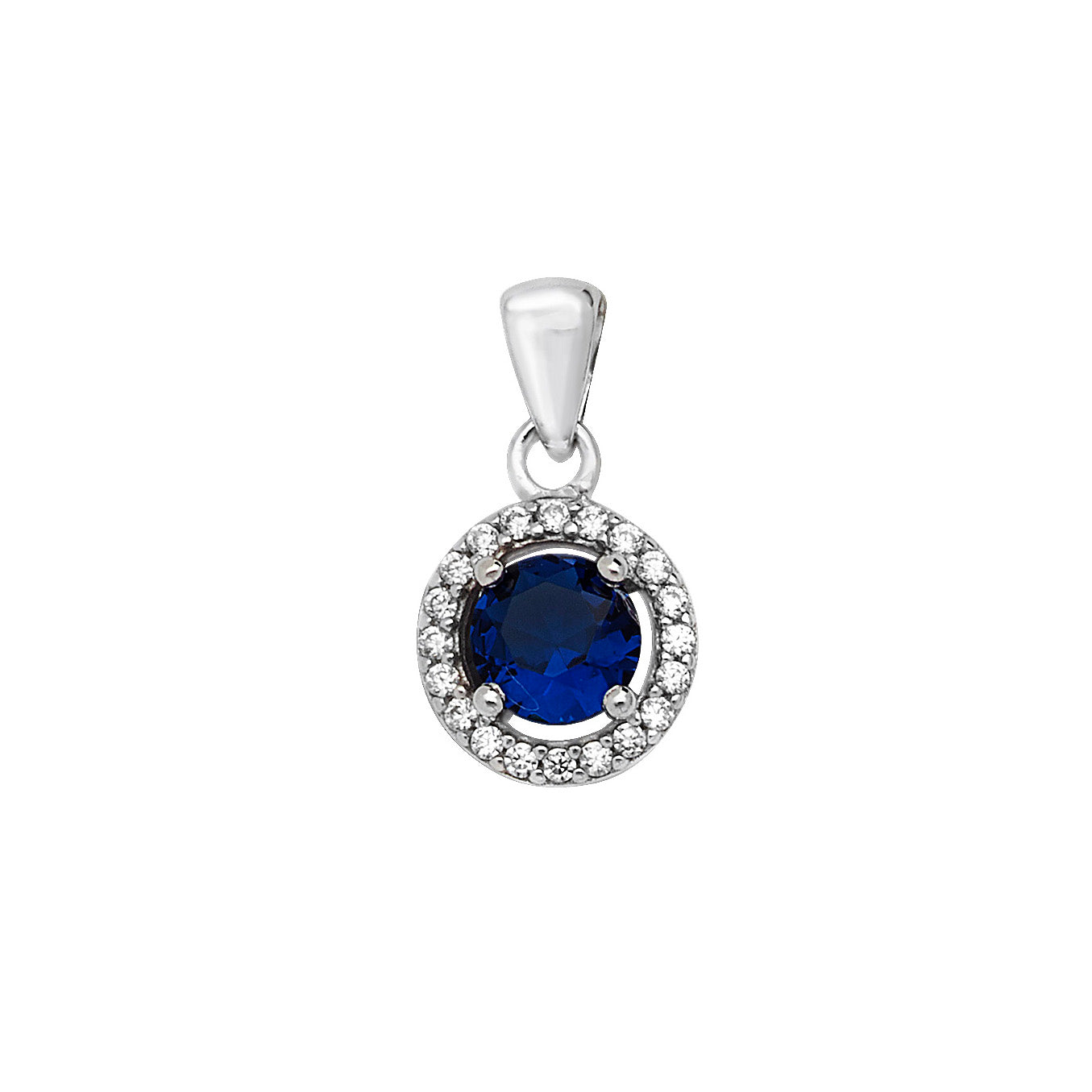 Sterling Silver Blue And Cubic Zirconia Pendant
