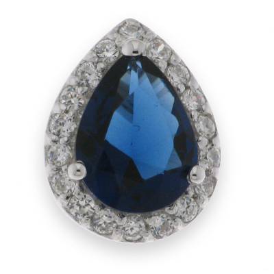 Sterling Silver Cubic Zirconia And Blue Pendant
