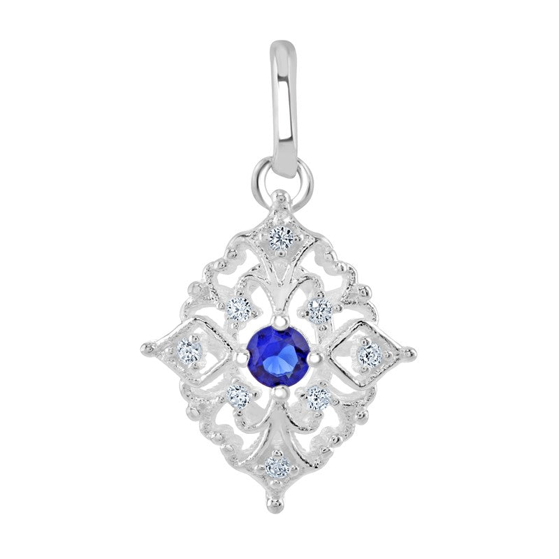 Silver Earring Sapphire/Cubic Zirconia