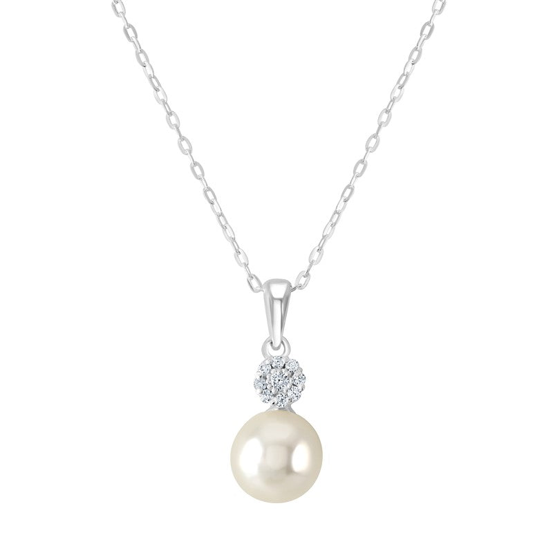 Silver P/Dant Cubic Zirconia Drop Pearl
