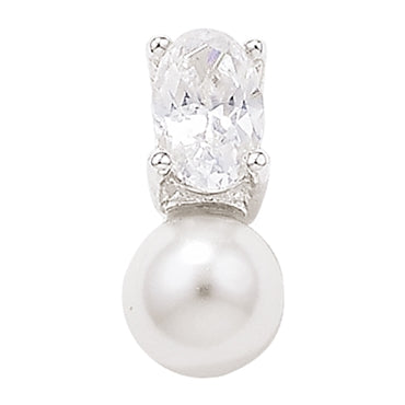 Sterling Silver Cubic Zirconia And Pearl Pendant