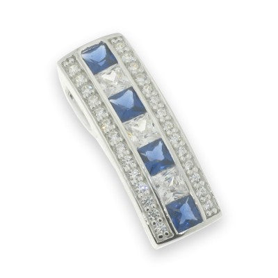 Sterling Silver Cubic Zirconia And Blue Pendant
