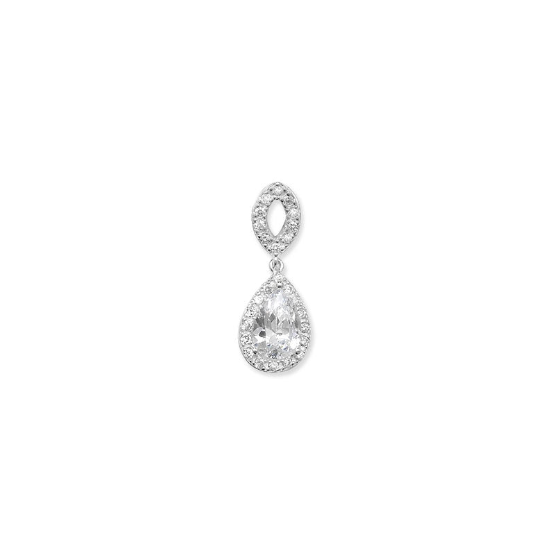 Sterling Silver Cubic Zirconia Open Pear Pendant