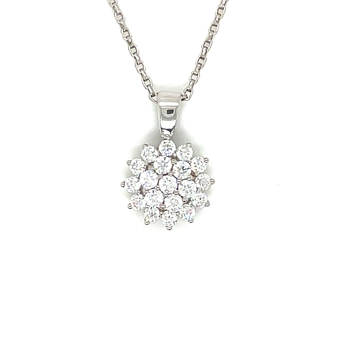Sterling Silver Cubic Zirconia Flower Pendant